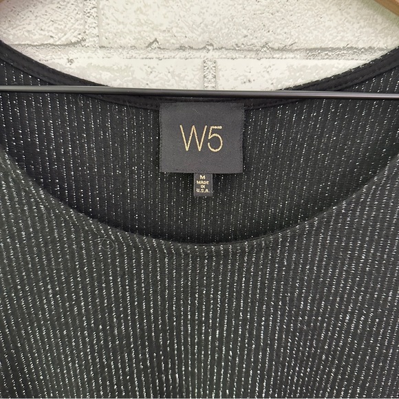 W5 Black Metallic 3/4 Sleeve Tie Front Top - Picture 4 of 11